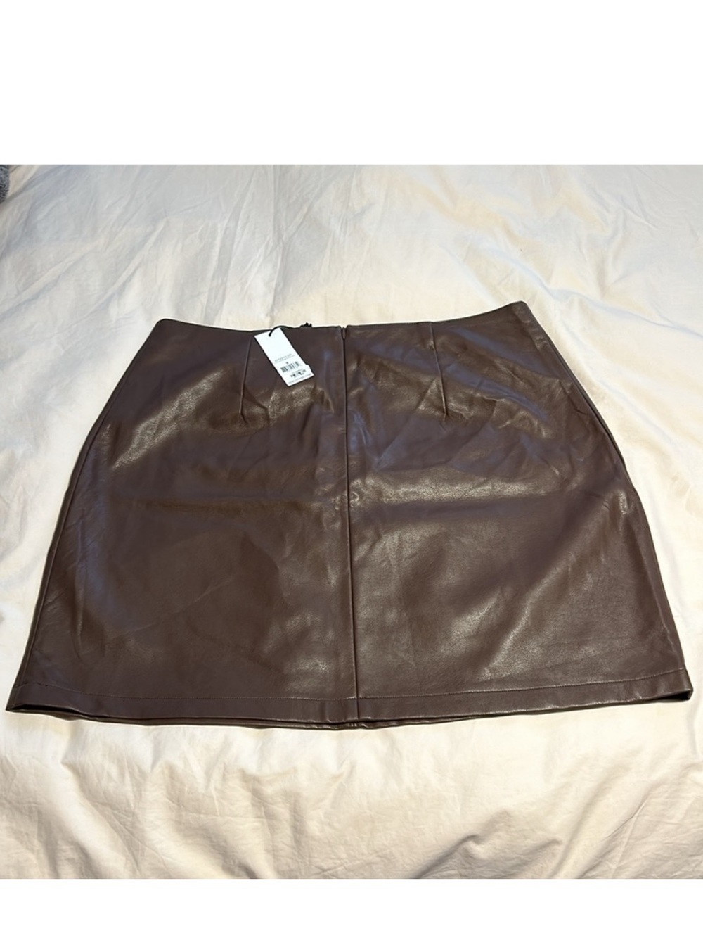 DEX Rustic Brown Faux Leather Mini Skirt 0X NWT - Picture 5 of 8